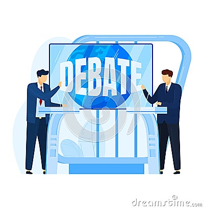People debate, public concept, election presentation, politics male president, design, cartoon style vector illustration Vector Illustration