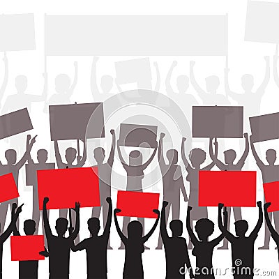 Public Protest Or Political Demonstration Concept Vector Illustration