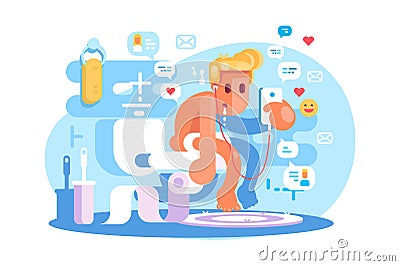 People dependence on gadgets Vector Illustration