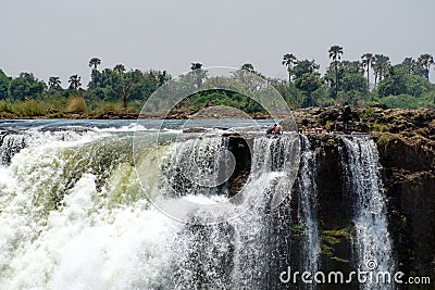 Devil`s Pool at the head of Victoria Falls Editorial Stock Photo