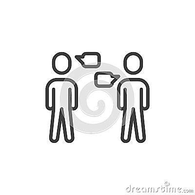 People with dialog speech bubble line icon Vector Illustration