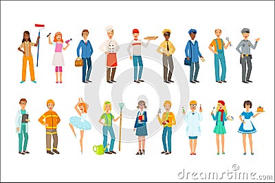People With Different Professions In Classic Outfits Set Vector Illustration