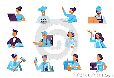 People of different professions. A set of vector illustrations. Vector Illustration