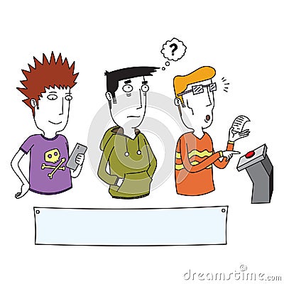 People with different style queueing Vector Illustration