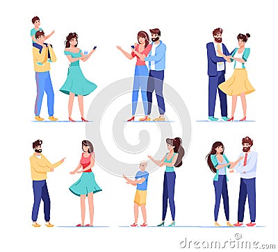 People digital device user character isolated set Vector Illustration