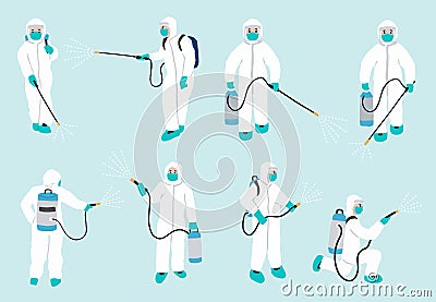 People is disinfecting to prevent the spread of bacteria, coronavirus.Vector illustration for object, poster,sticker and website Vector Illustration