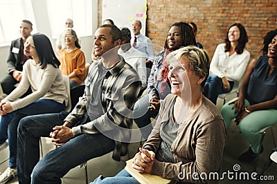 People Diversity Audience Listening Fun Happiness Concept Stock Photo