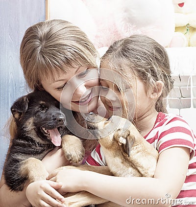 People and dogs Stock Photo