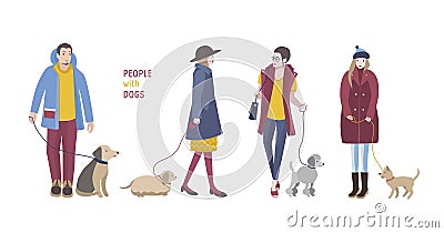 People with dogs Vector Illustration