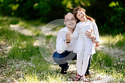 People with down sydrome are equally happy Stock Photo