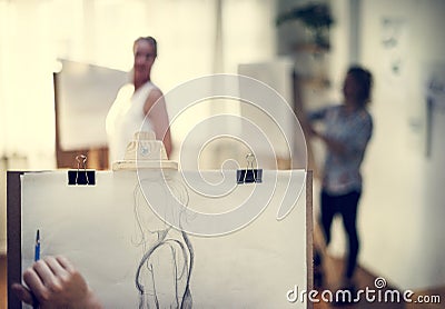 People drawing from human model Stock Photo