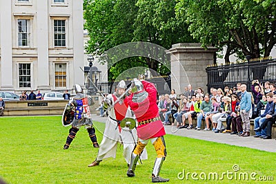 People dress up in medieval clothes doing performance in front of The British Museum Editorial Stock Photo