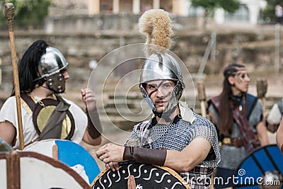 People dressed in medieval Roman festival Editorial Stock Photo