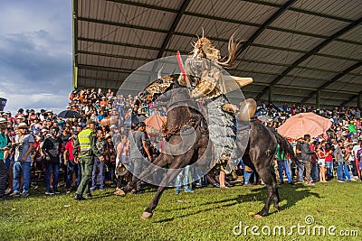 People dressed up as horses in parks, at festivities, on the street, enjoying fairs and parties with people watching them, holdin Editorial Stock Photo