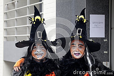 People dressed up as witches, Belgium Editorial Stock Photo