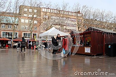 People drinking at the Dunkirk Christmas Market Editorial Stock Photo