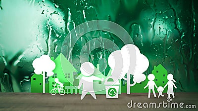 People in Ecology city on fresh nature background Stock Photo