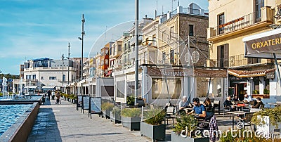 People at El Serrallo in Tarragona, Spain Editorial Stock Photo