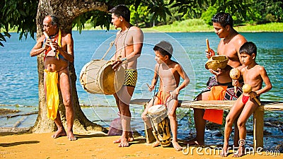 People in EMBERA VILLAGE, PANAMA Editorial Stock Photo