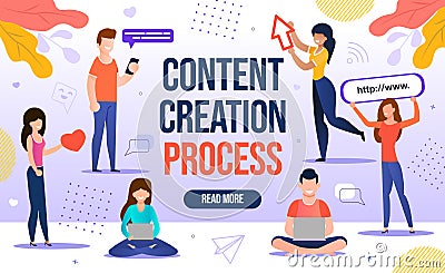 People Engaged in Content Create Workflow Process Vector Illustration