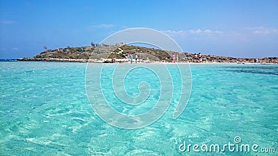 People enjoy a sunny day at Nissi Beach, Cyprus Editorial Stock Photo