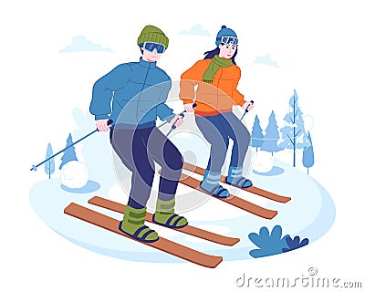 People enjoy winter sports Vector Illustration