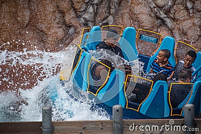 People enjoying amazing Infinity Falls attraction at Seaworld , 332 Editorial Stock Photo