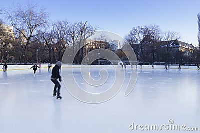 People enjoying ice skating rink Editorial Stock Photo
