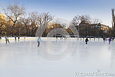 People enjoying ice skating rink Editorial Stock Photo