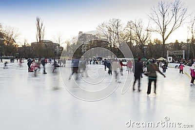 People enjoying ice skating rink Editorial Stock Photo