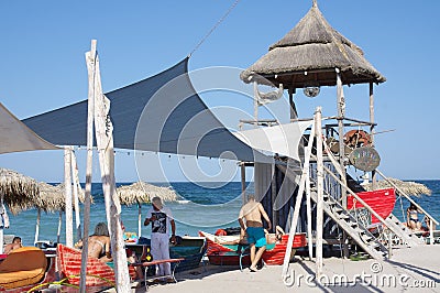 People enjoying leisure time on the beach Editorial Stock Photo