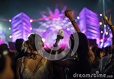 People Enjoying Live Music Concert Festival Stock Photo