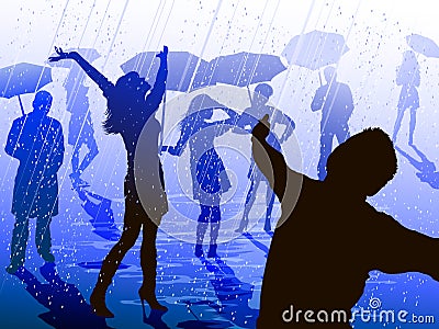 People enjoying the rain Stock Photo