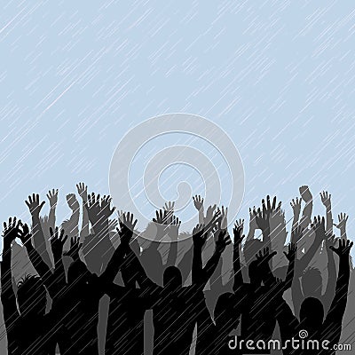 People enjoying the rain Vector Illustration