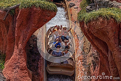 People enjoying Splash Mountain in Magic Kingdom at Walt Disney World 2 Editorial Stock Photo