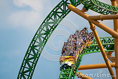 People enjoying terrific Sheikra rollercoaster at Busch Gardens 7 Editorial Stock Photo
