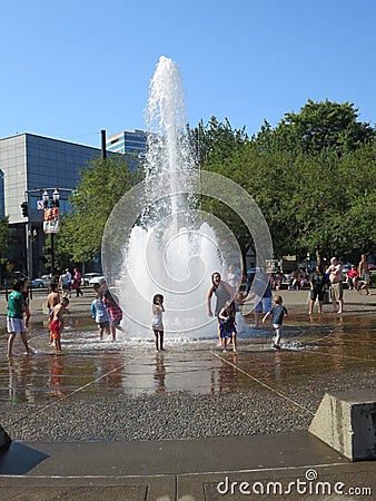 People enjoying water fall Editorial Stock Photo