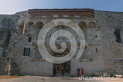 People entering the Golden Gate Diocletian Palace Editorial Stock Photo