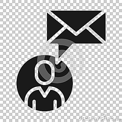 People with envelope icon in flat style. Email receive vector illustration on white isolated background. Message business concept Vector Illustration