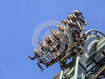 People enyoing the new Baron 1898 rollercoaster ride Editorial Stock Photo