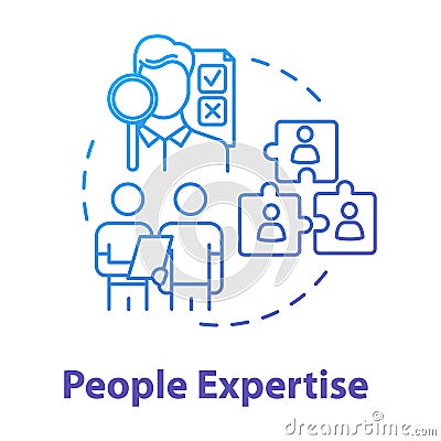 People expertise concept icon. Community work. Human resources. Cooperation for project. Professional advice. Building Vector Illustration