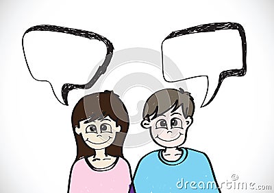 People face emotions icons with dialog speech bubbles Stock Photo