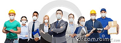 People in face masks for protection from virus Stock Photo