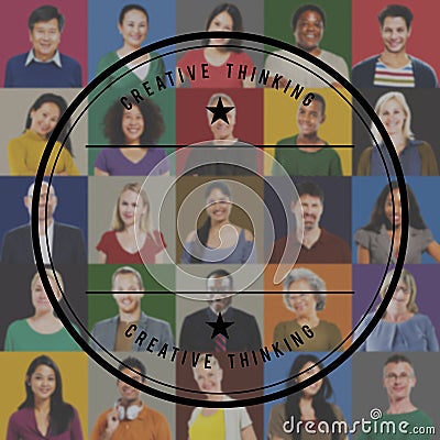 People Faces Portrait Multiethnic Cheerful Group Concept Stock Photo