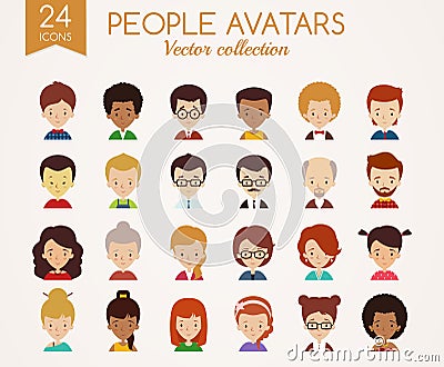 People faces. Set of vector avatars. Vector Illustration