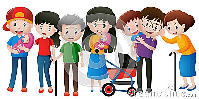 People in the family with different ages Vector Illustration