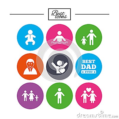 People, family icons. Swimming pool sign. Vector Illustration