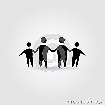 People family together human unity black logo vector icon Vector Illustration