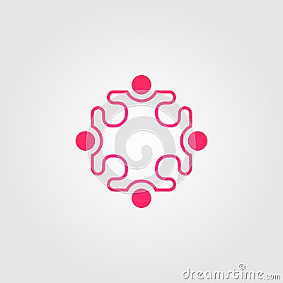 4 people family together human unity logo design vector icon Vector Illustration