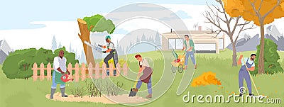 People farmer work in garden vector illustration Vector Illustration